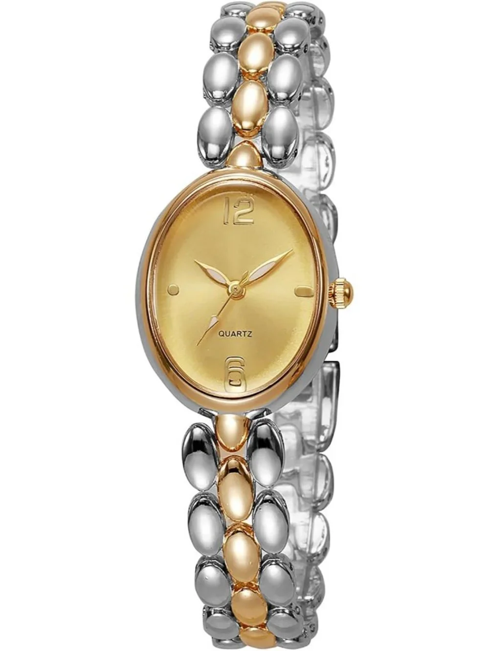 Women’s Two Color Gold Lightweight Oval Dial Quartz Analog Elegant Wrist Watch